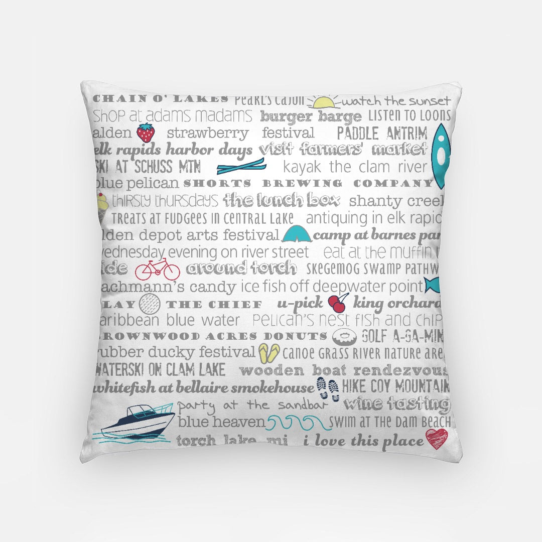 Pillow Case 18 Inch - Torch Lake Bucket List