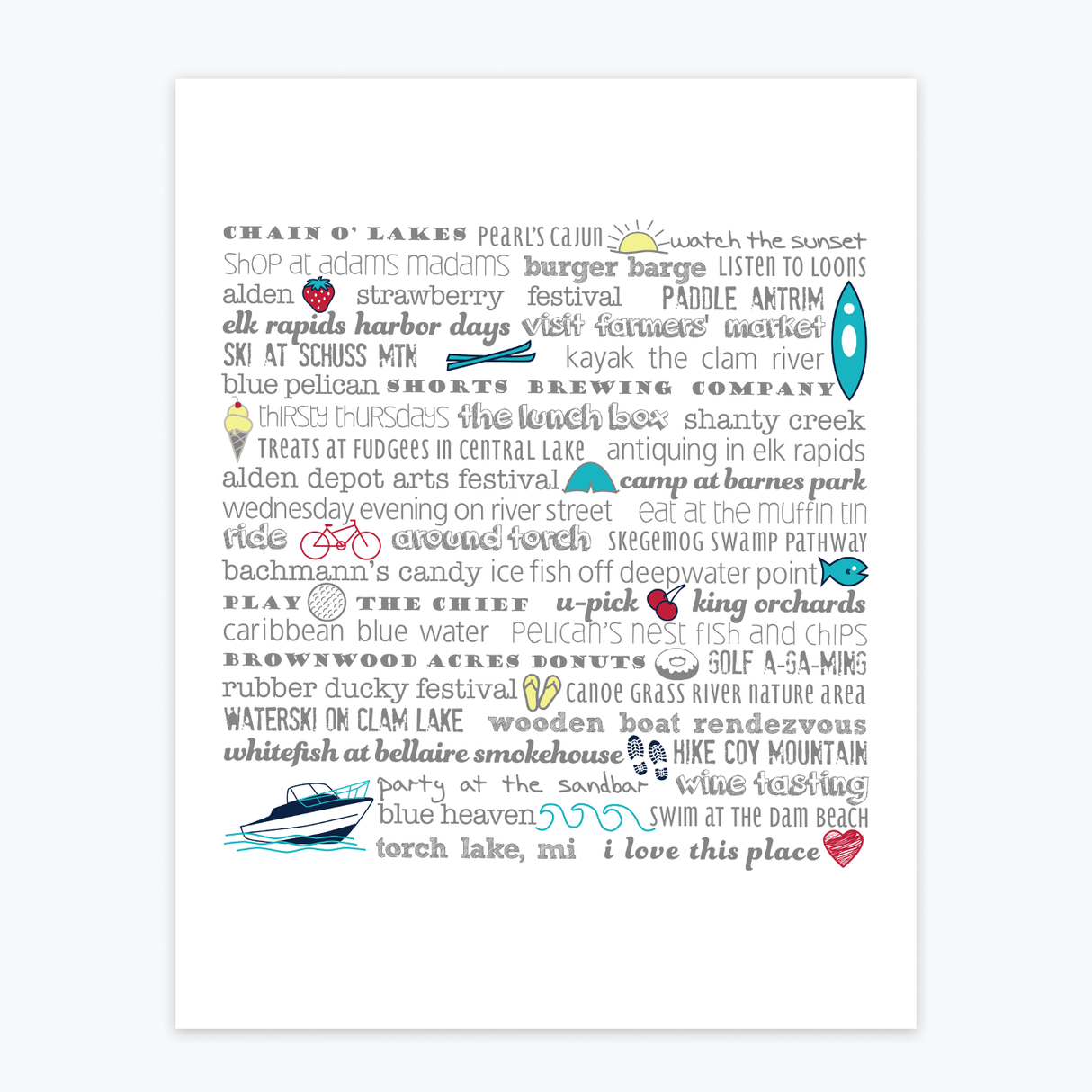 Art Print - Torch Lake Bucket List