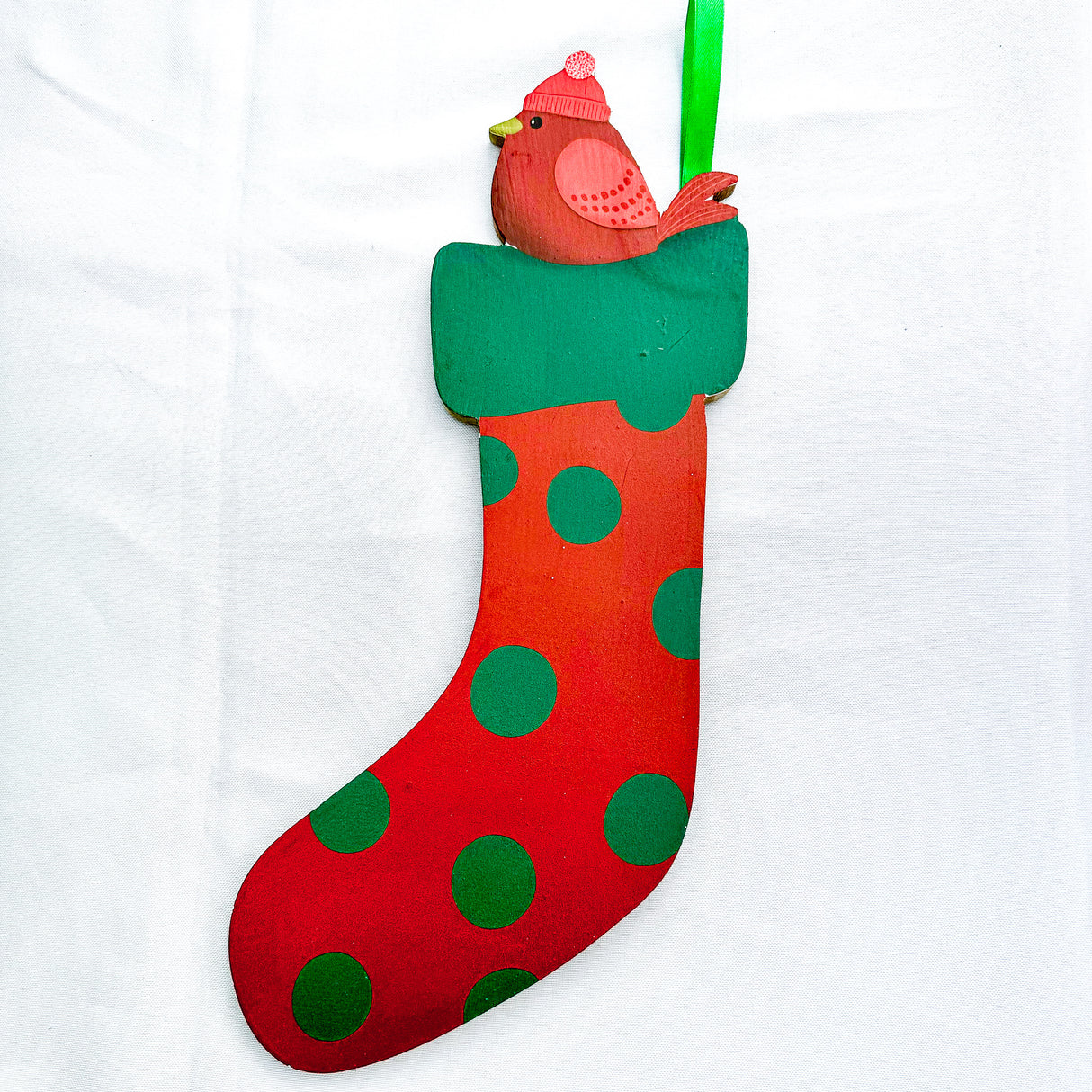 Christmas - Polka Dot Wood Stocking Decor