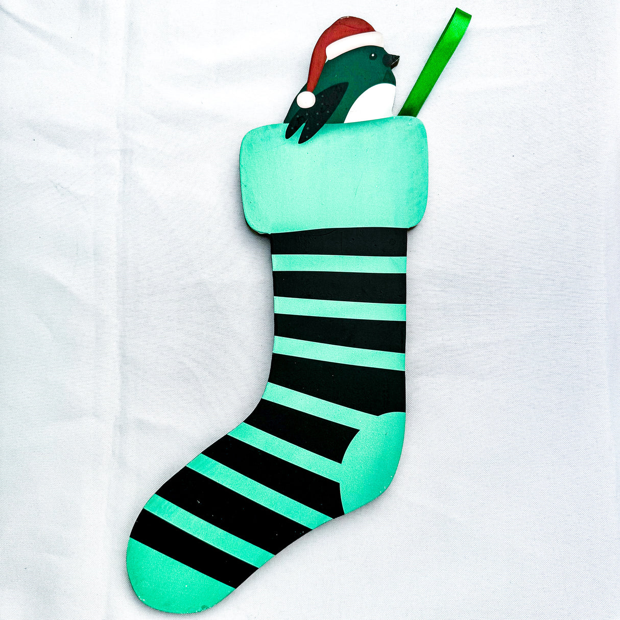 Christmas - Striped Wood Stocking Decor