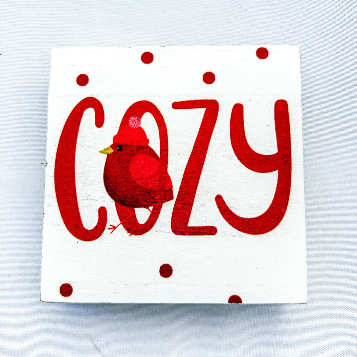 Christmas - Cozy Bird Wood Wall Block