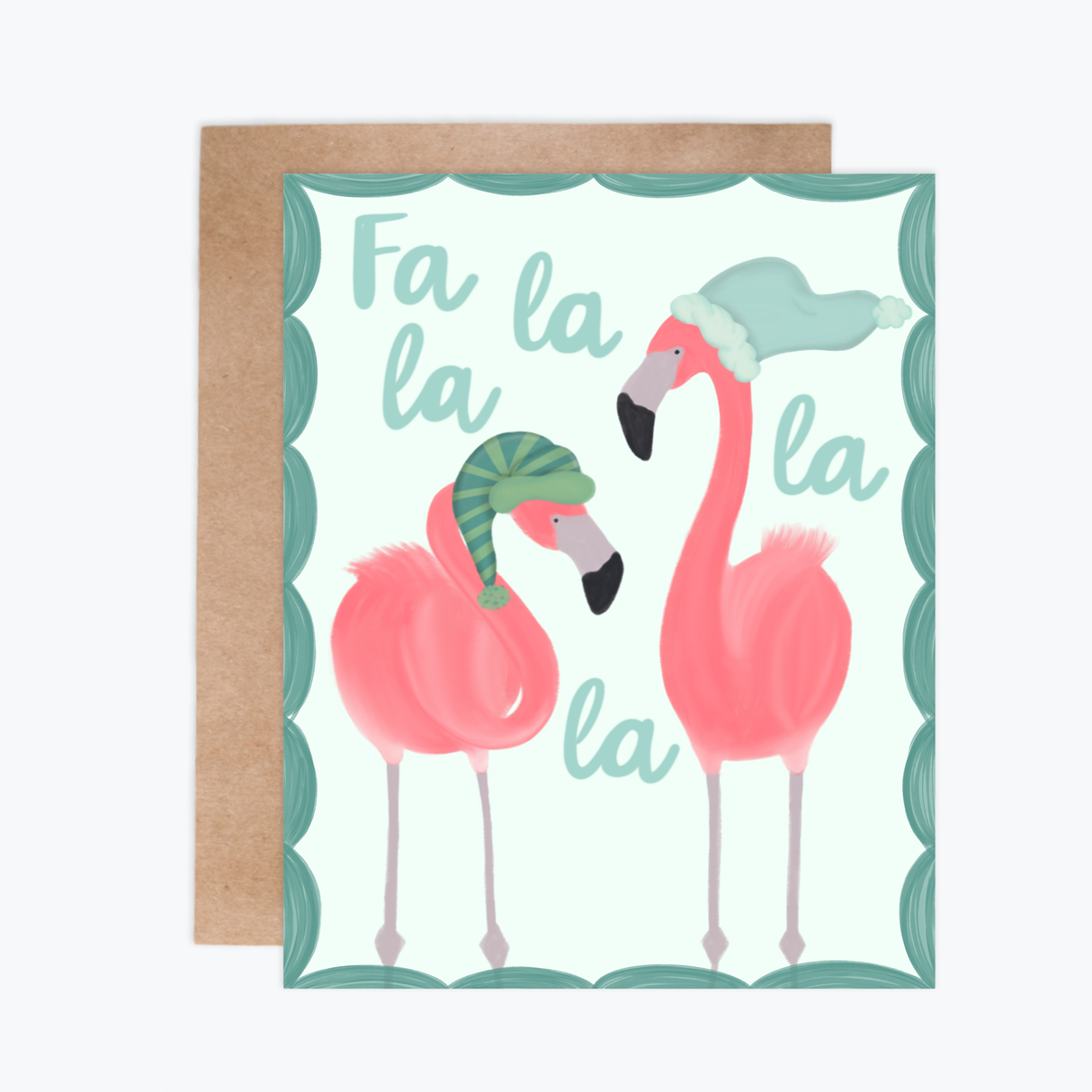 Greeting Card - Fa La Flamingos