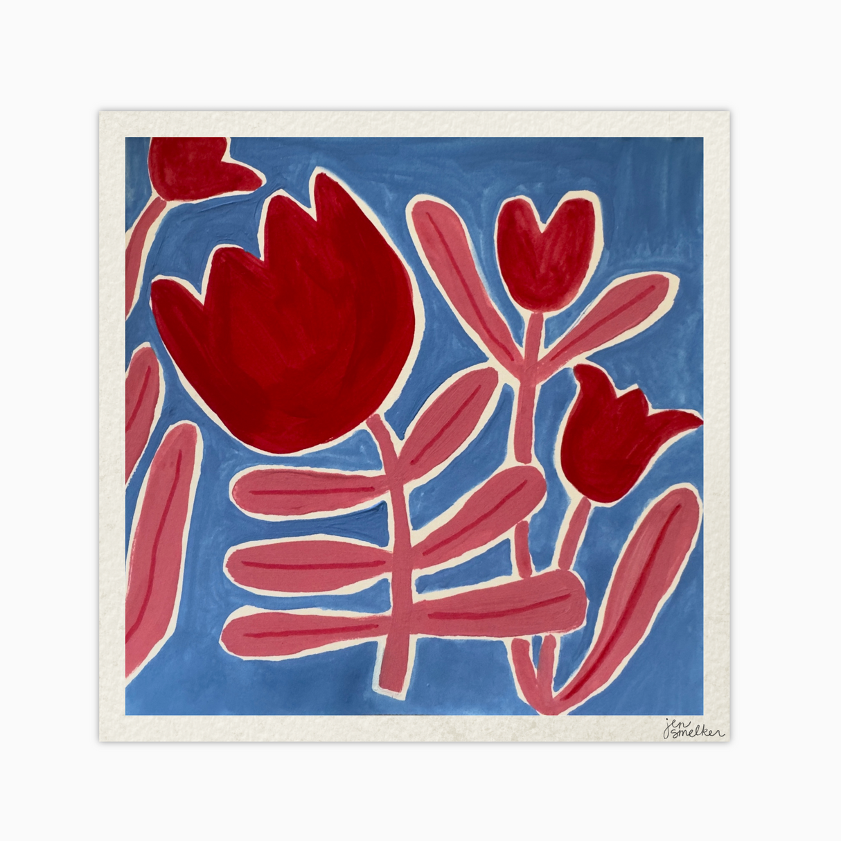 Mini Print - 6" x 6" Red Tulips