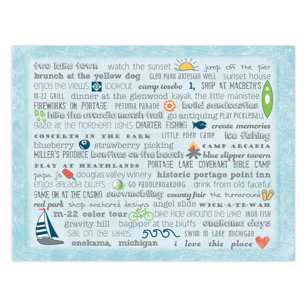 Notecards - Set of 10 Onekama Bucket List