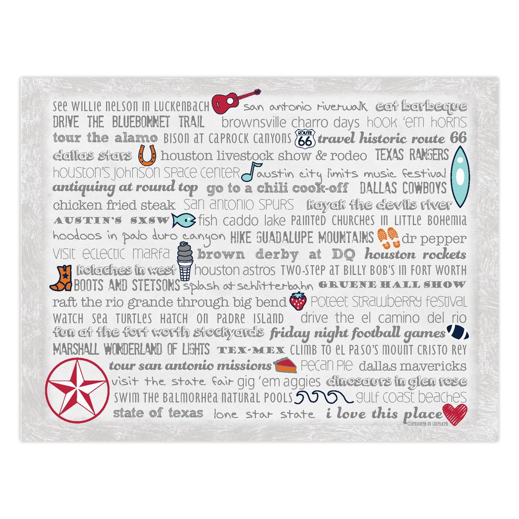 Notecards - Set of 10 Texas Bucket List