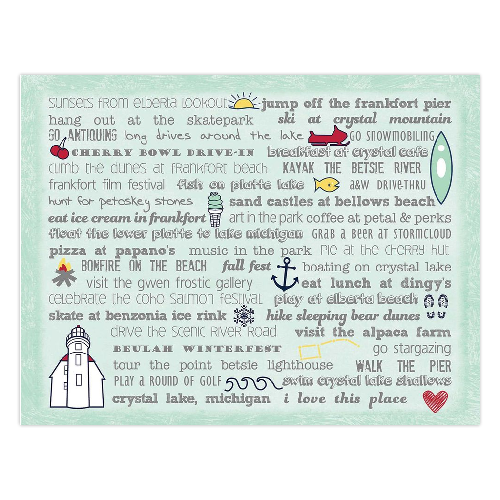 Notecards - Set of 10 Crystal Lake Bucket List