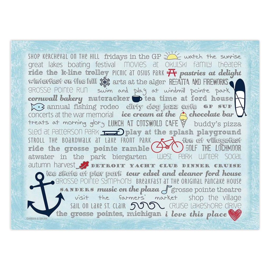 Notecards - Set of 10 Grosse Pointes Bucket List