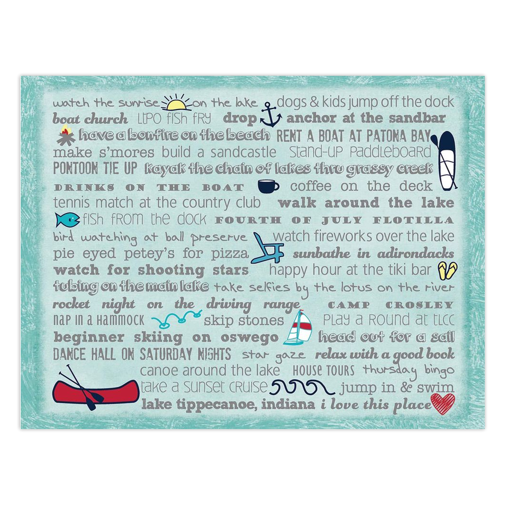 Notecards - Set of 10 Lake Tippecanoe Bucket List