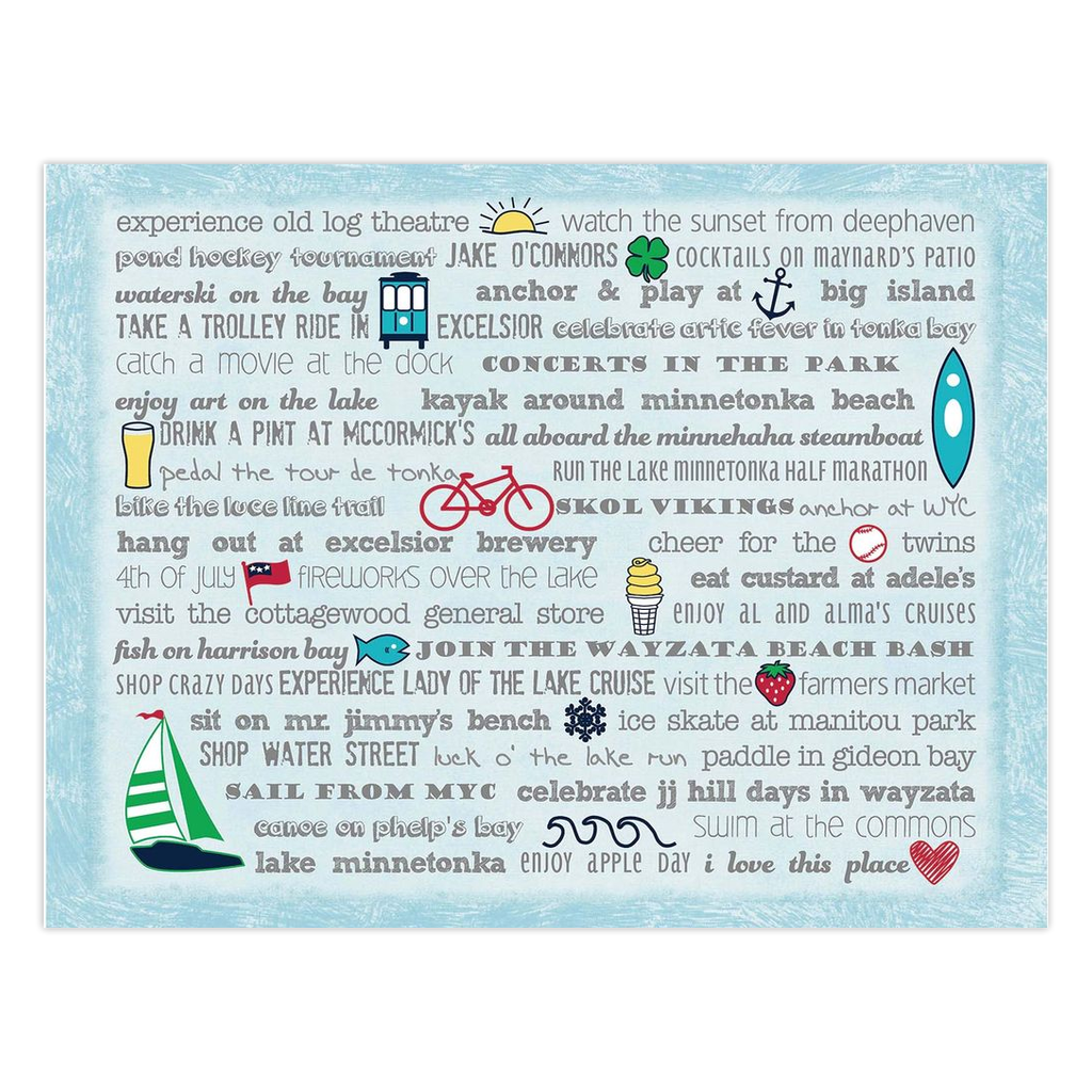 Notecards - Set of 10 Lake Minnetonka Bucket List