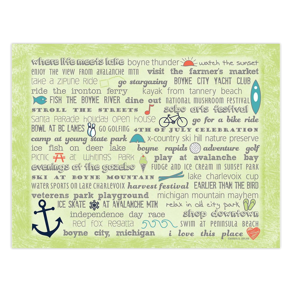 Notecards - Set of 10 Boyne City Bucket List