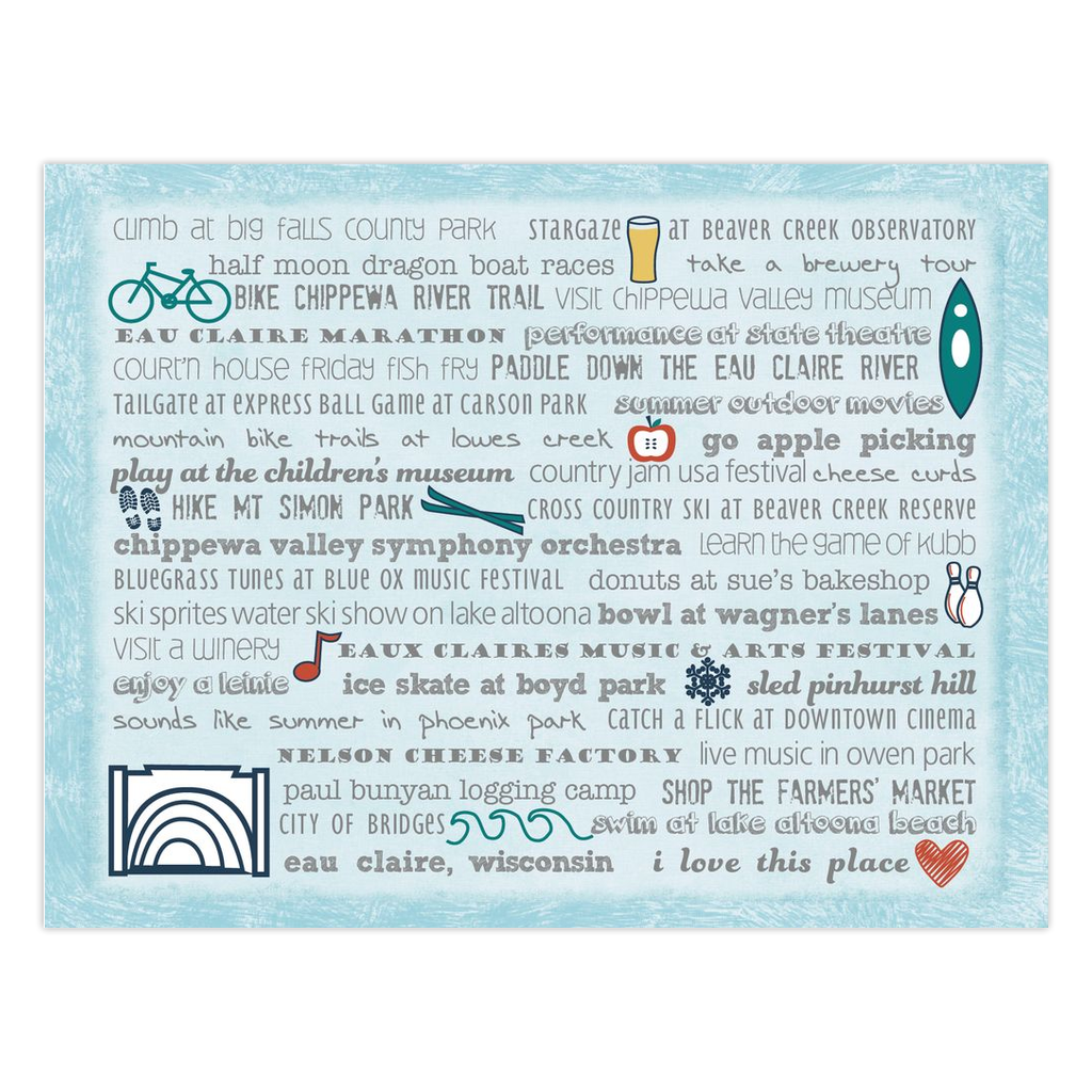 Notecards - Set of 10 Eau Claire Bucket List