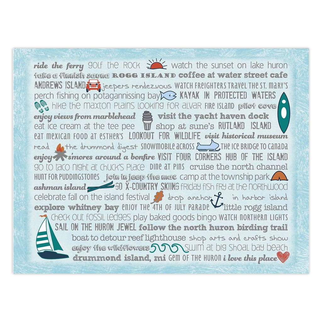 Notecards - Set of 10 Drummond Island Bucket List