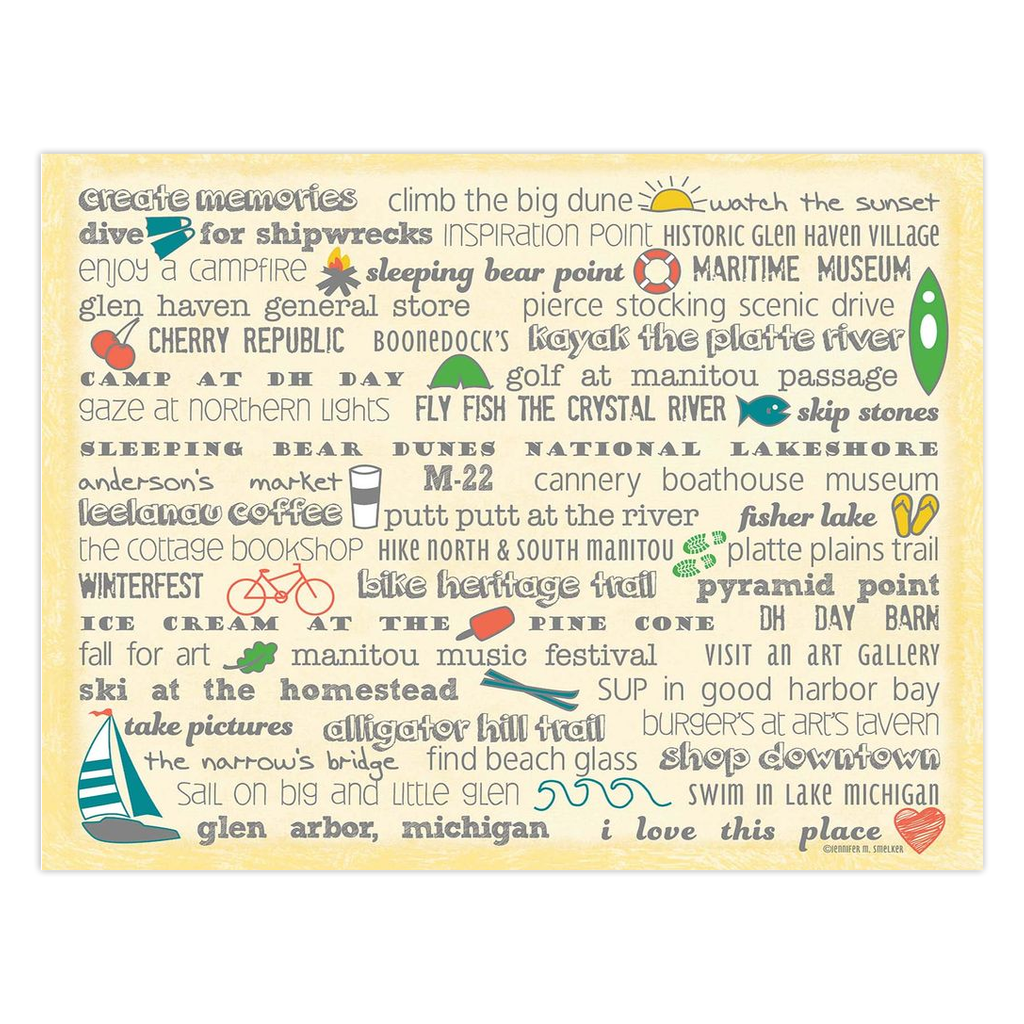 Notecards - Set of 10 Glen Arbor Bucket List