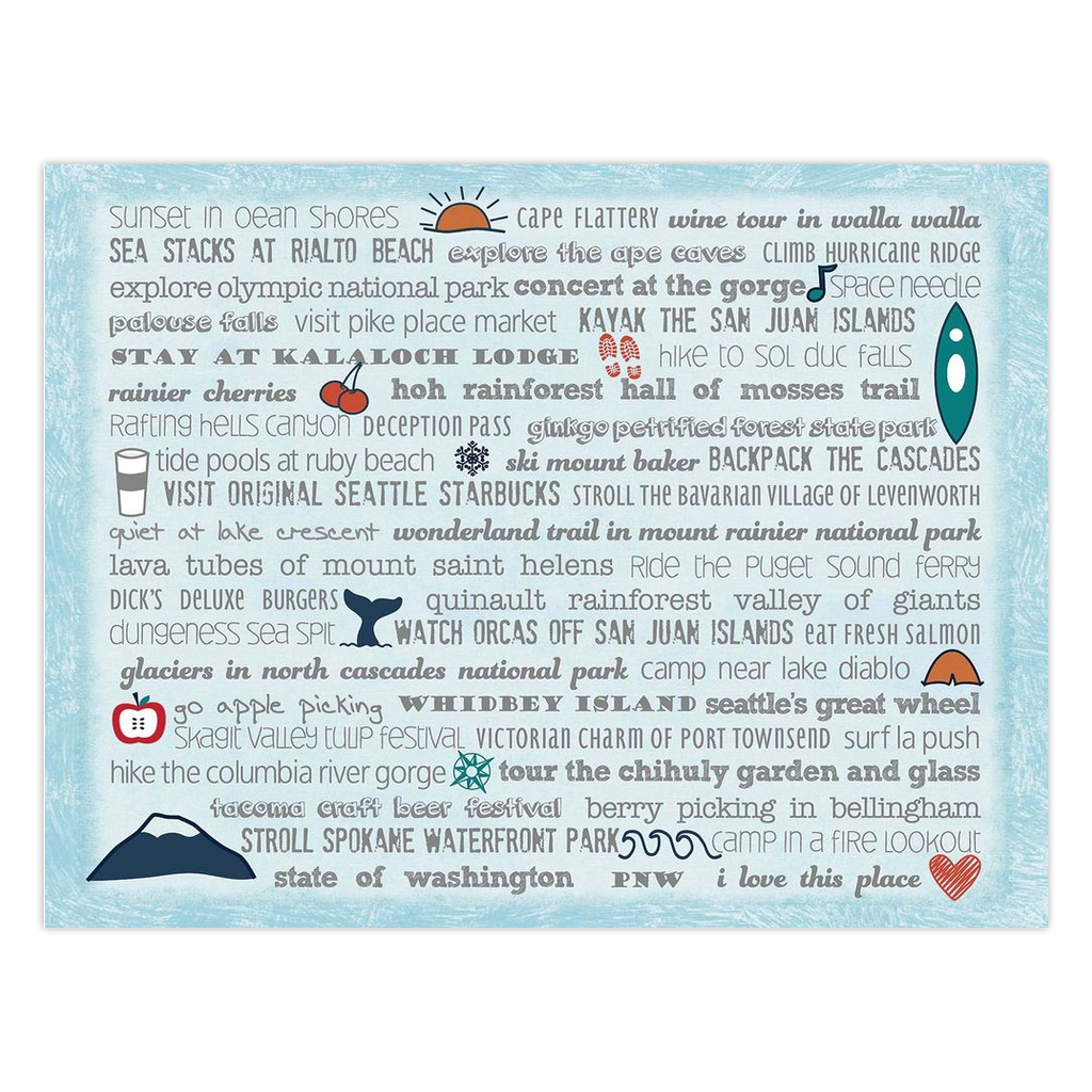 Notecards - Set of 10 Washington Bucket List