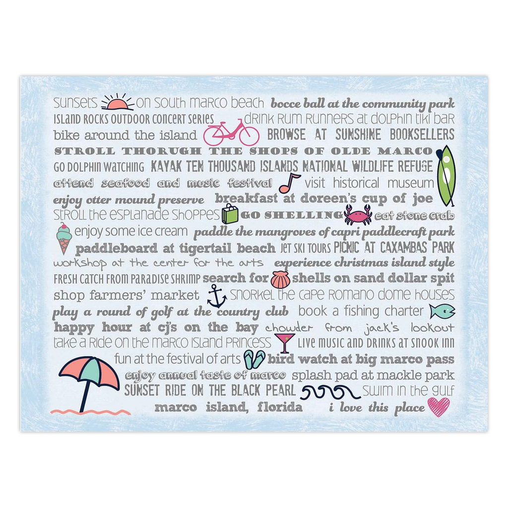 Notecards - Set of 10 Marco Island Bucket List