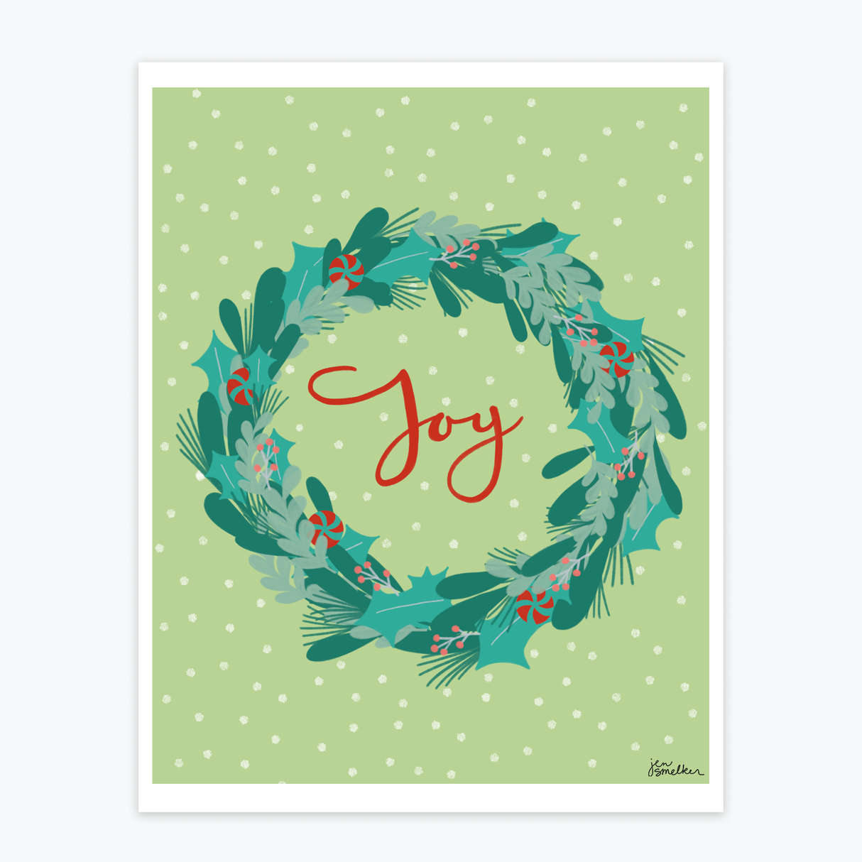 Art Print - Candy Cane Wreath