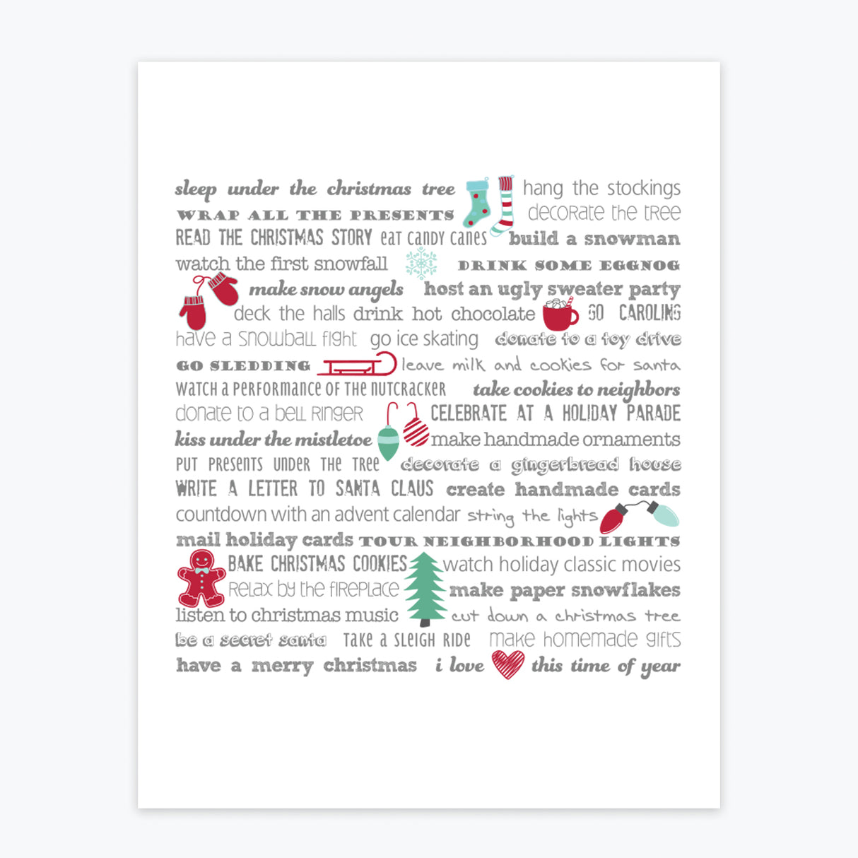 Art Print - Christmas Bucket List - Tandem For Two