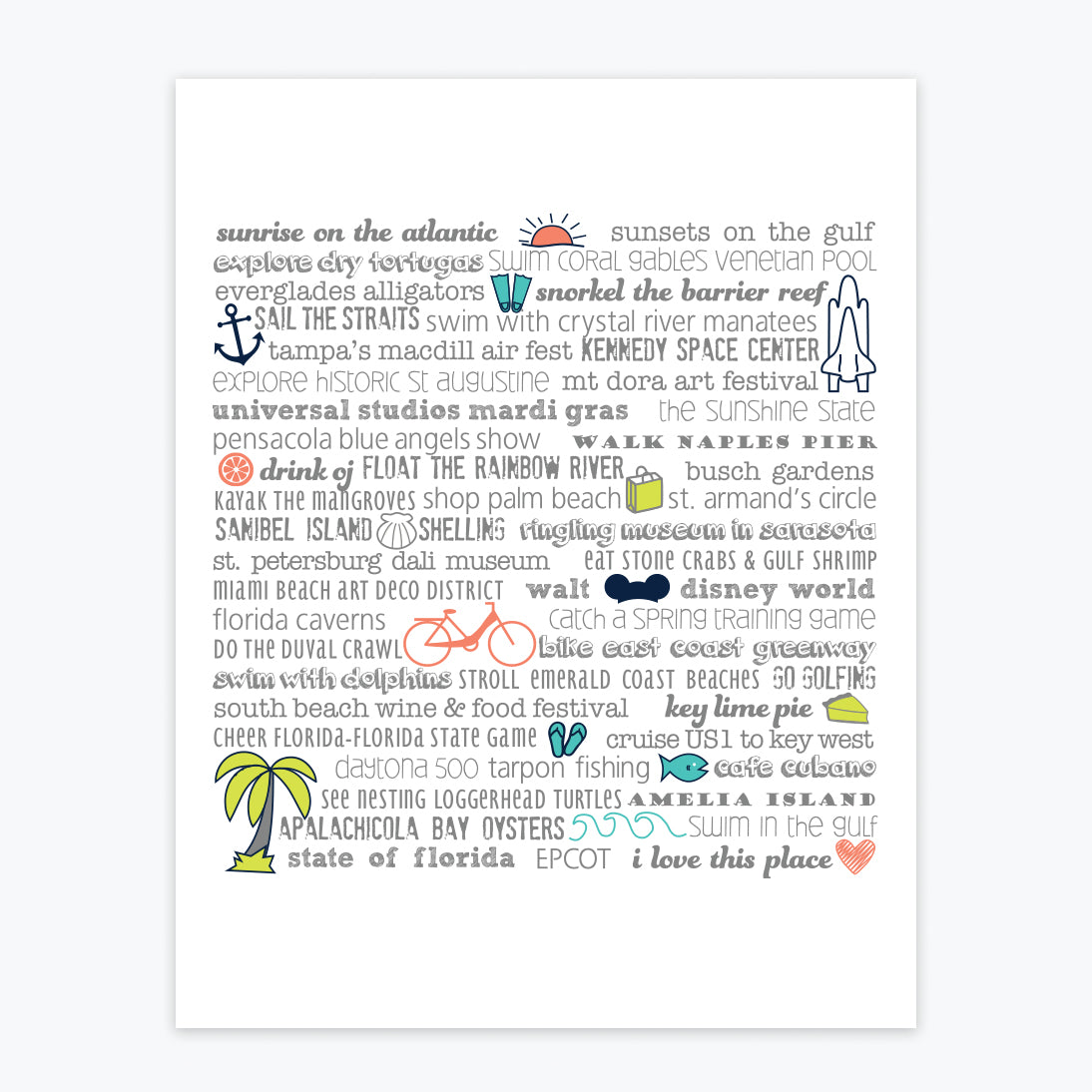 Art Print - Florida Bucket List - Tandem For Two