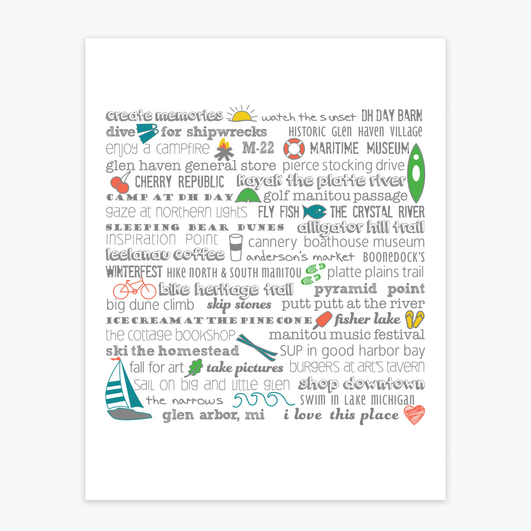 Art Print - Glen Arbor Bucket List - Tandem For Two
