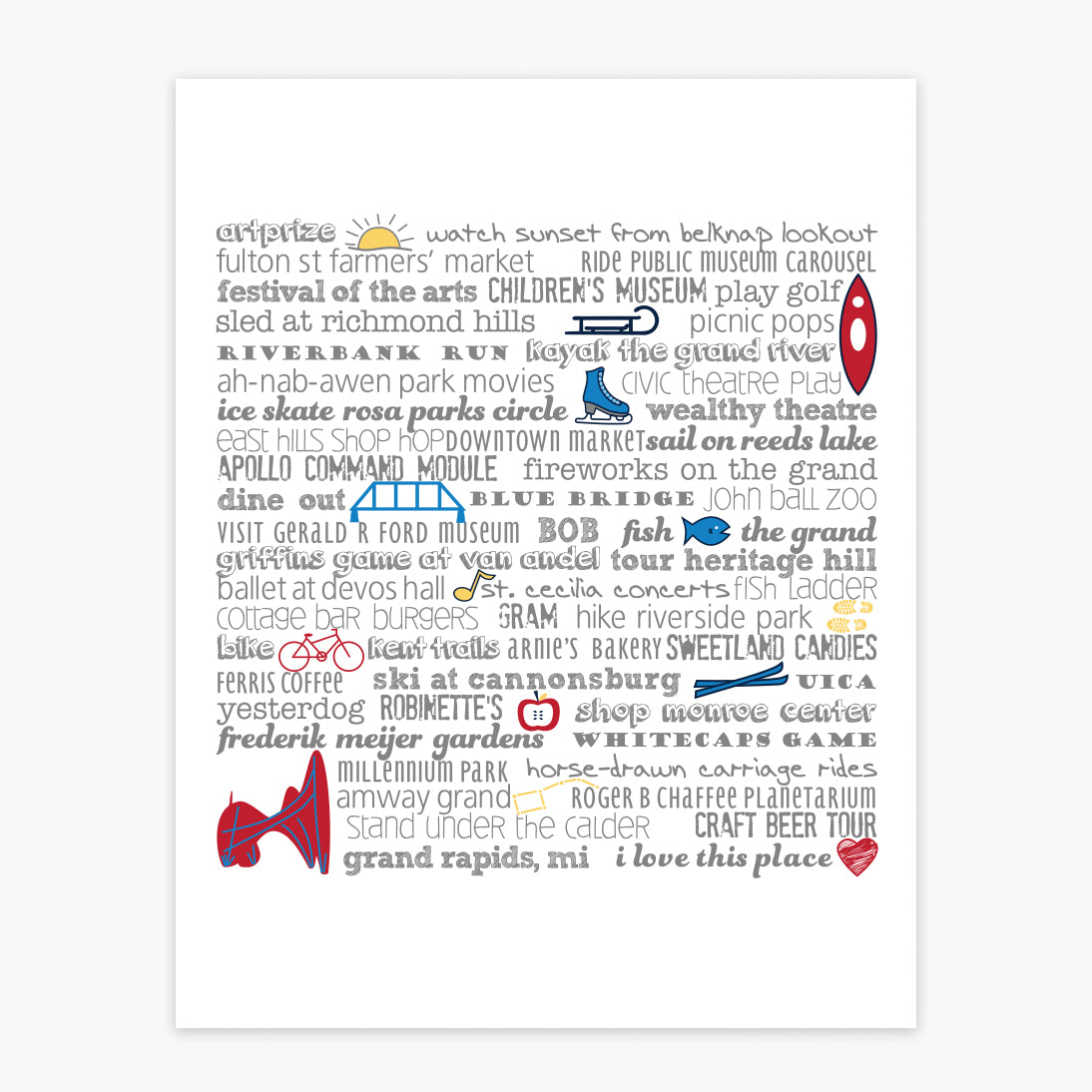 Art Print - Grand Rapids Bucket List - Tandem For Two