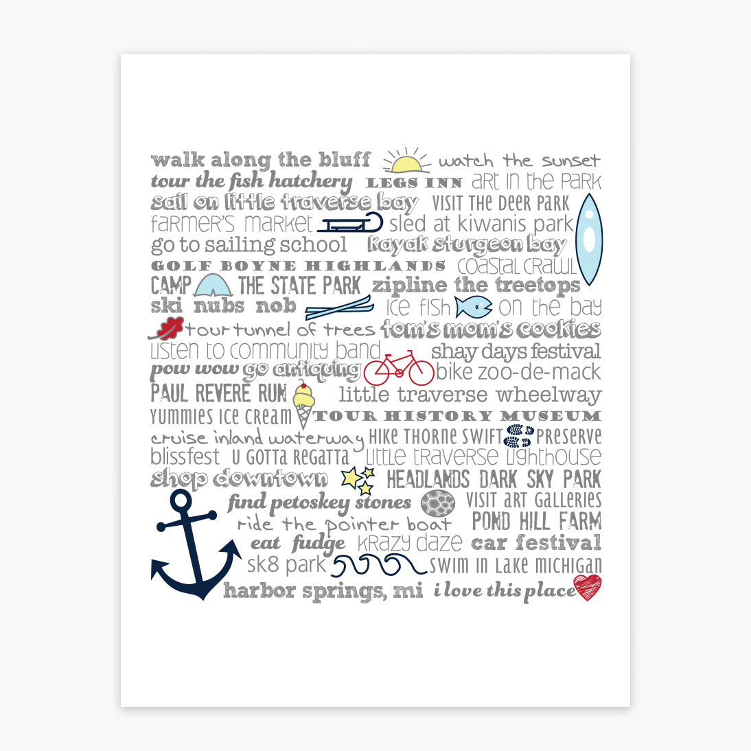 Art Print - Harbor Springs Bucket List - Tandem For Two