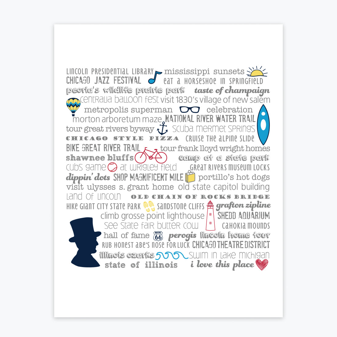 Art Print - Illinois Bucket List - Tandem For Two