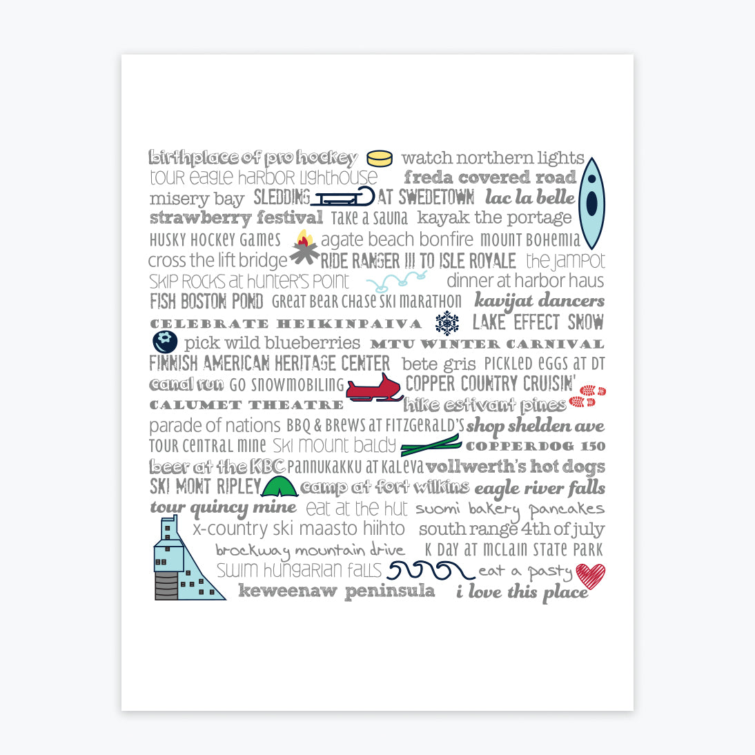 Art Print - Keweenaw Bucket List - Tandem For Two