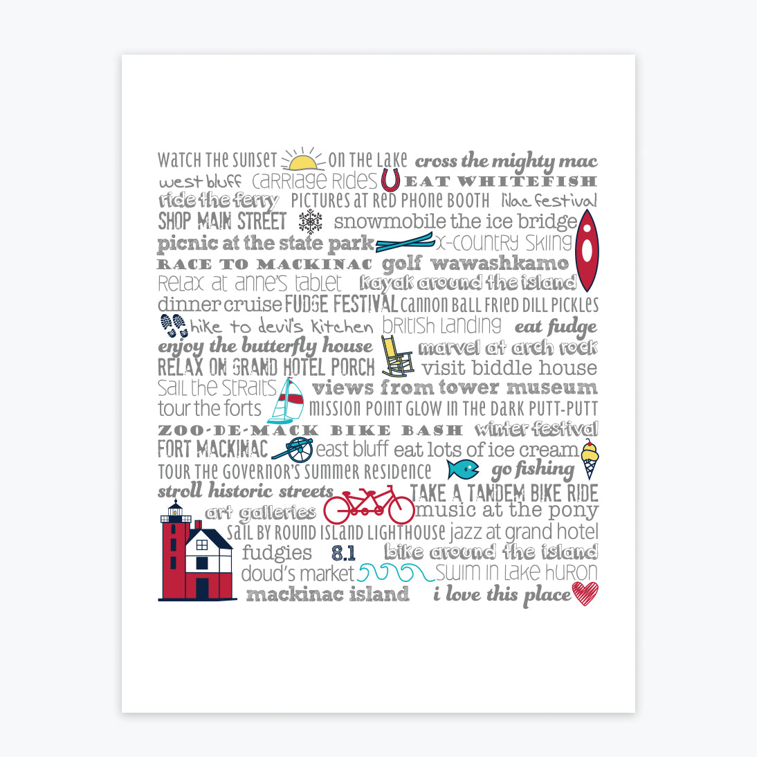 Art Print -Mackinac Island Bucket List - Tandem For Two