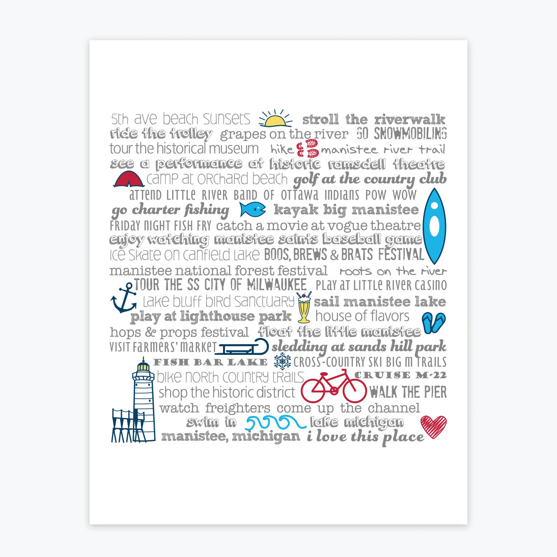 Art Print - Manistee Bucket List - Tandem For Two