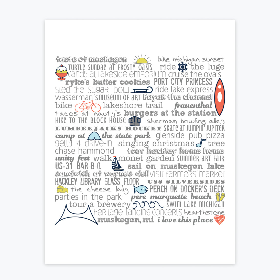 Art Print - Muskegon Bucket List - Tandem For Two