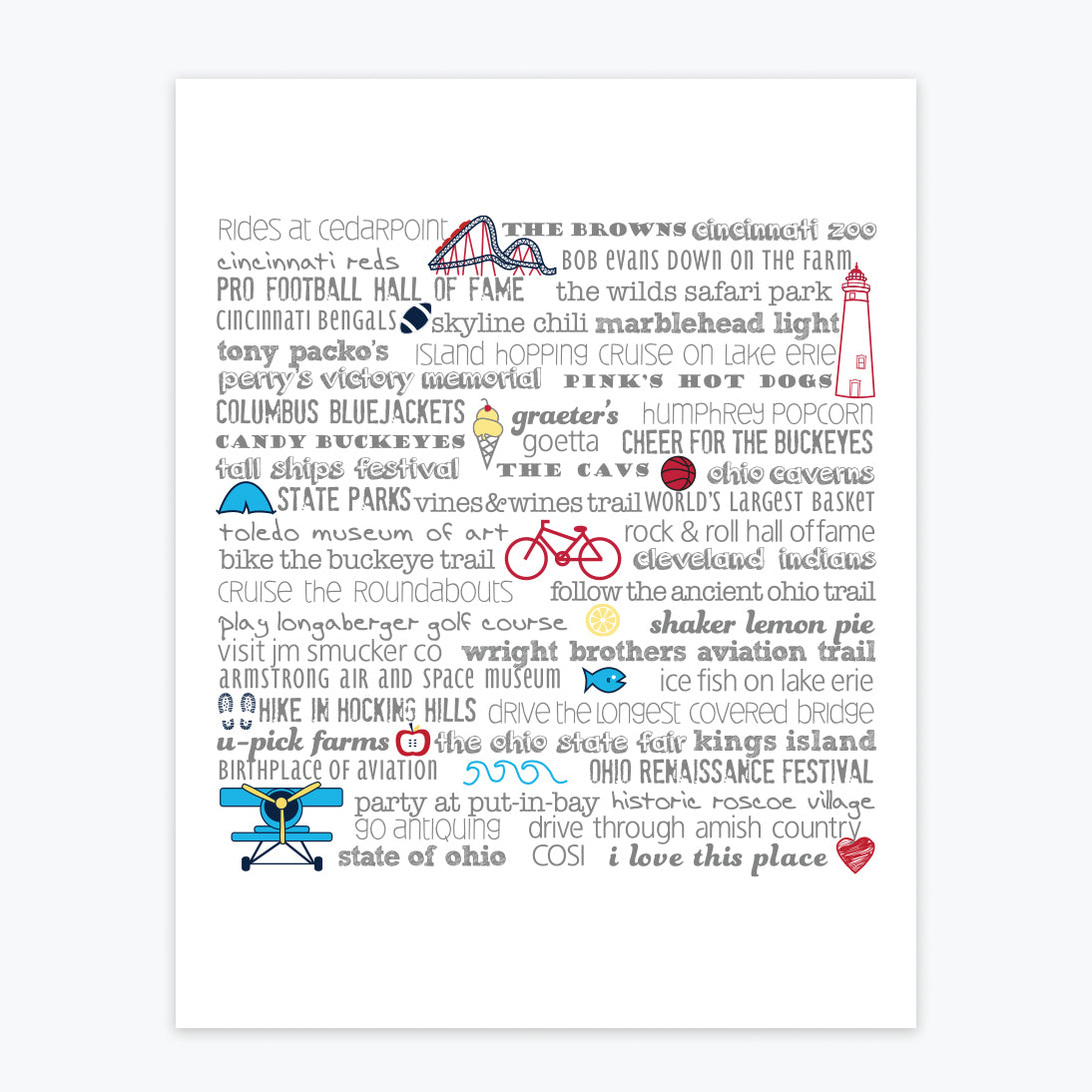 Art Print - Ohio Bucket List - Tandem For Two