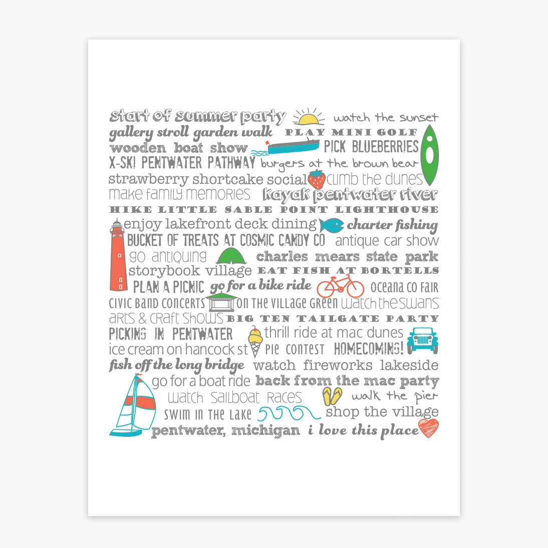 Art Print - Pentwater Bucket List - Tandem For Two