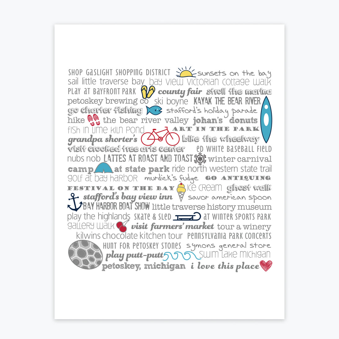 Art Print - Petoskey Bucket List - Tandem For Two