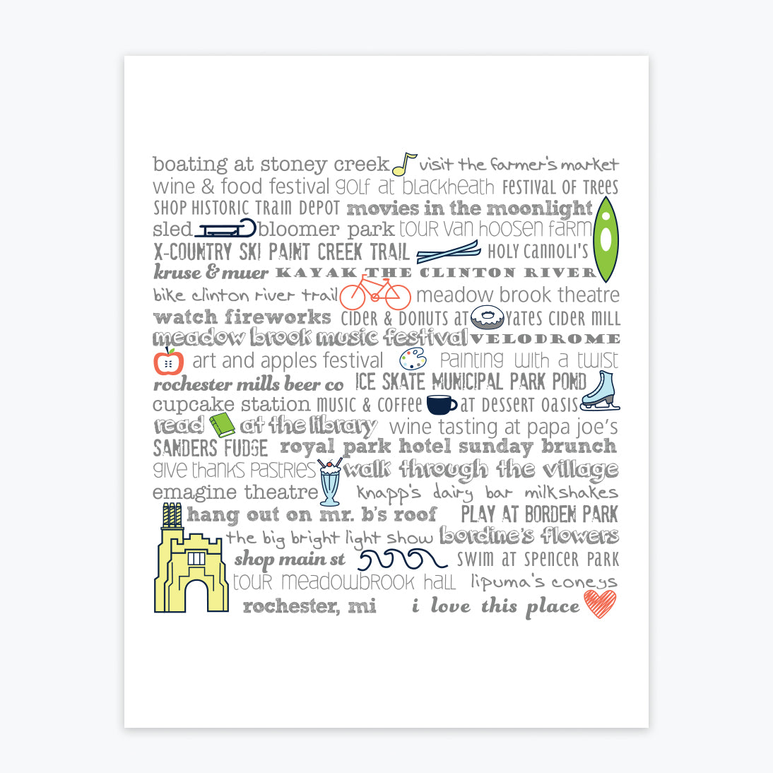 Art Print - Rochester Bucket List - Tandem For Two