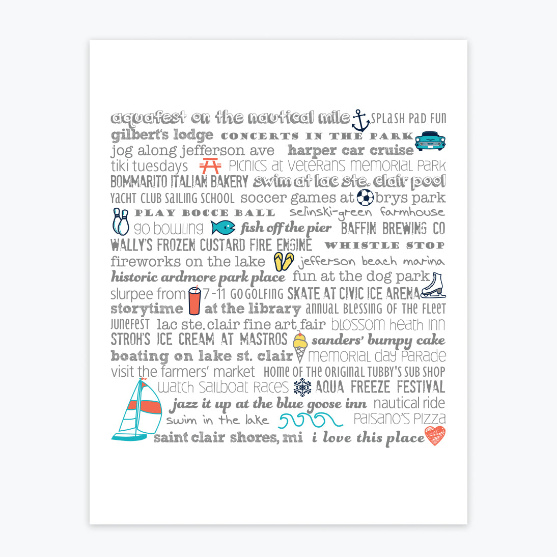 Art Print - St. Clair Shores Bucket List - Tandem For Two