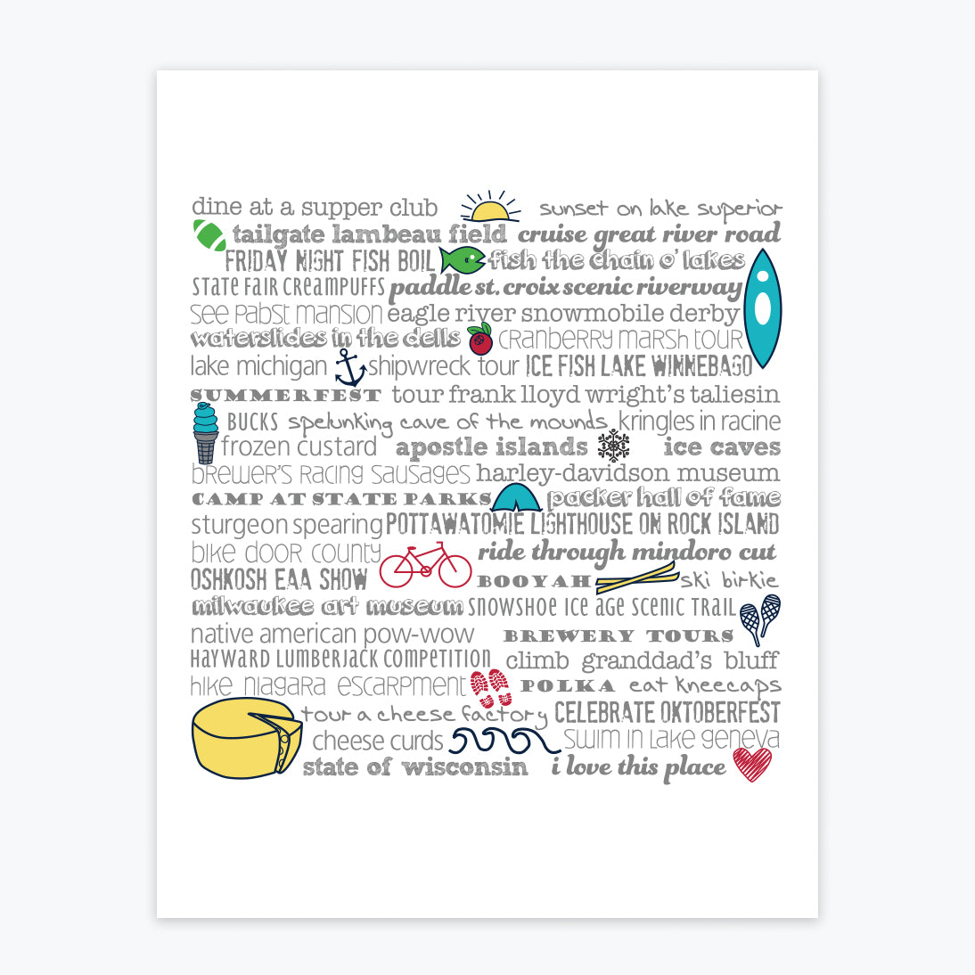 Art Print - Wisconsin Bucket List - Tandem For Two