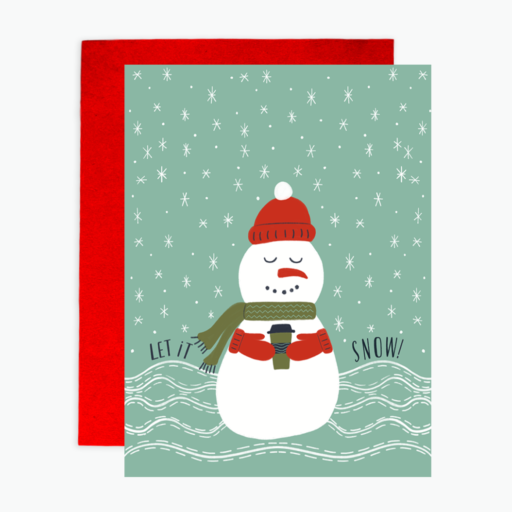 Greeting Card - Sipping Snowman