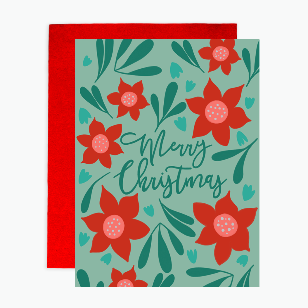 Greeting Card - Merry Poinsettia