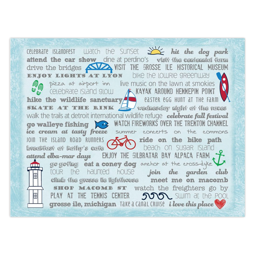 Notecards - Set of 10 Grosse Ile Bucket List