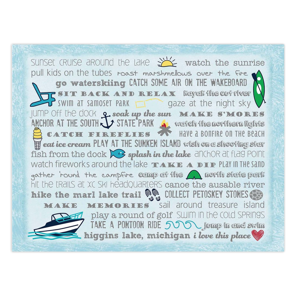 Notecards - Set of 10 Higgins Lake Bucket List