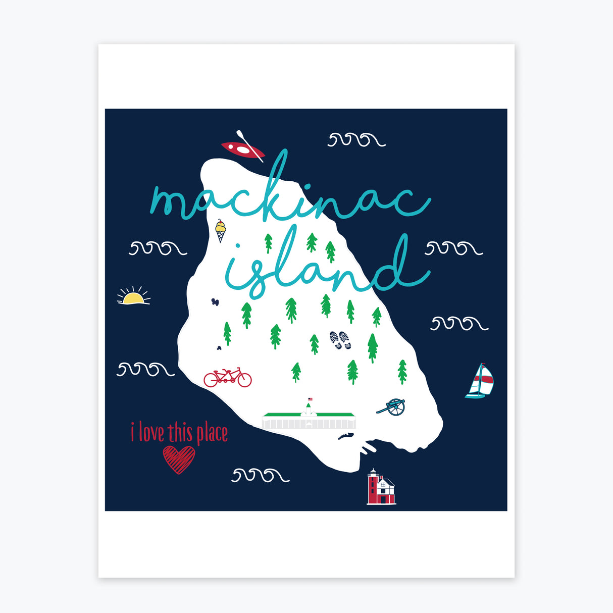 Art Print - Mackinac Island Icons - Tandem For Two