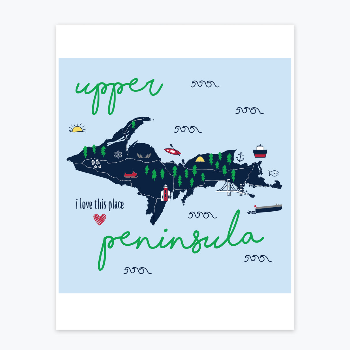 Art Print - Michigan Upper Peninsula Icons - Tandem For Two