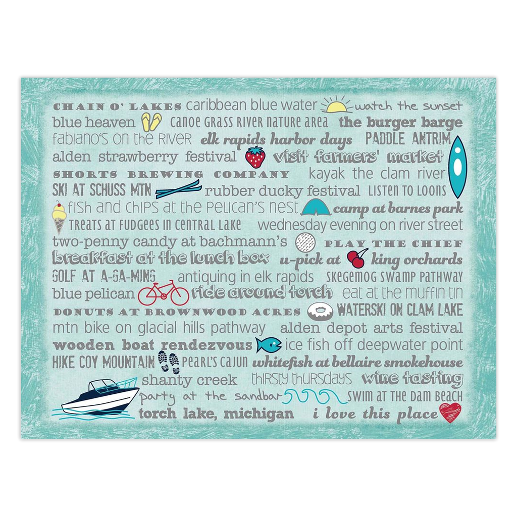 Notecards - Set of 10 Torch Lake Bucket List