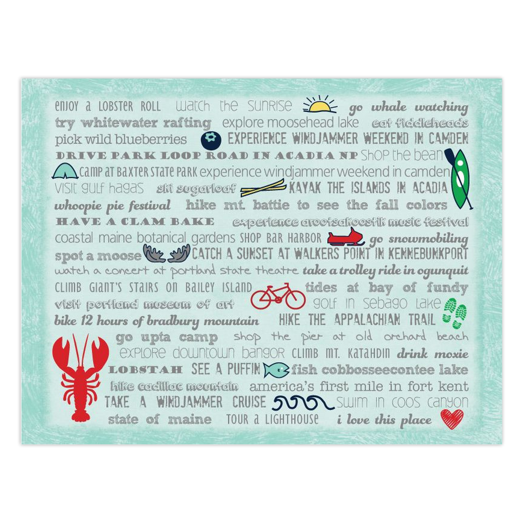 Notecards - Set of 10 Maine Bucket List