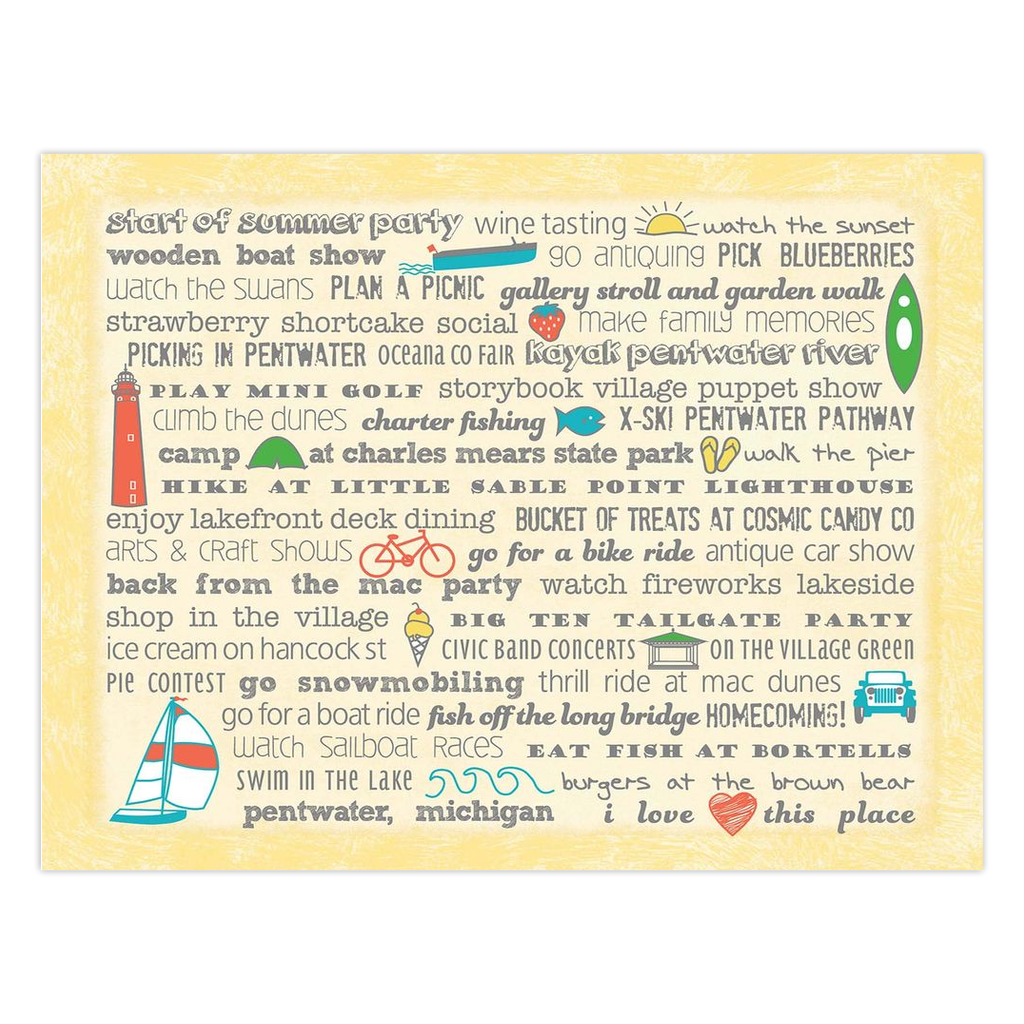 Notecards - Set of 10 Pentwater Bucket List