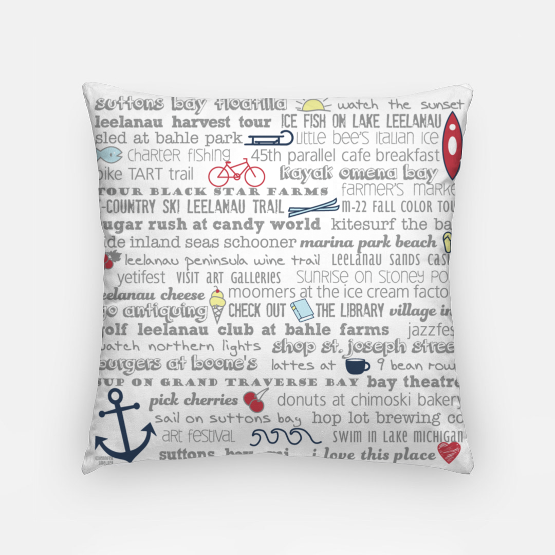Pillowcase 18 Inch - Suttons Bay Bucket List