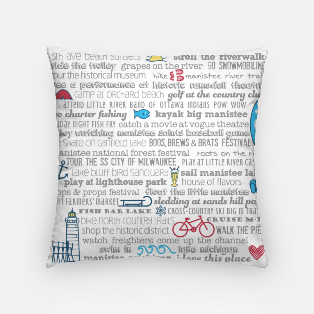 Pillowcase 18 Inch - Manistee Bucket List