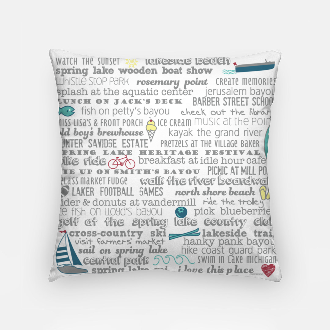 Pillowcase 18 Inch - Spring Lake Bucket List