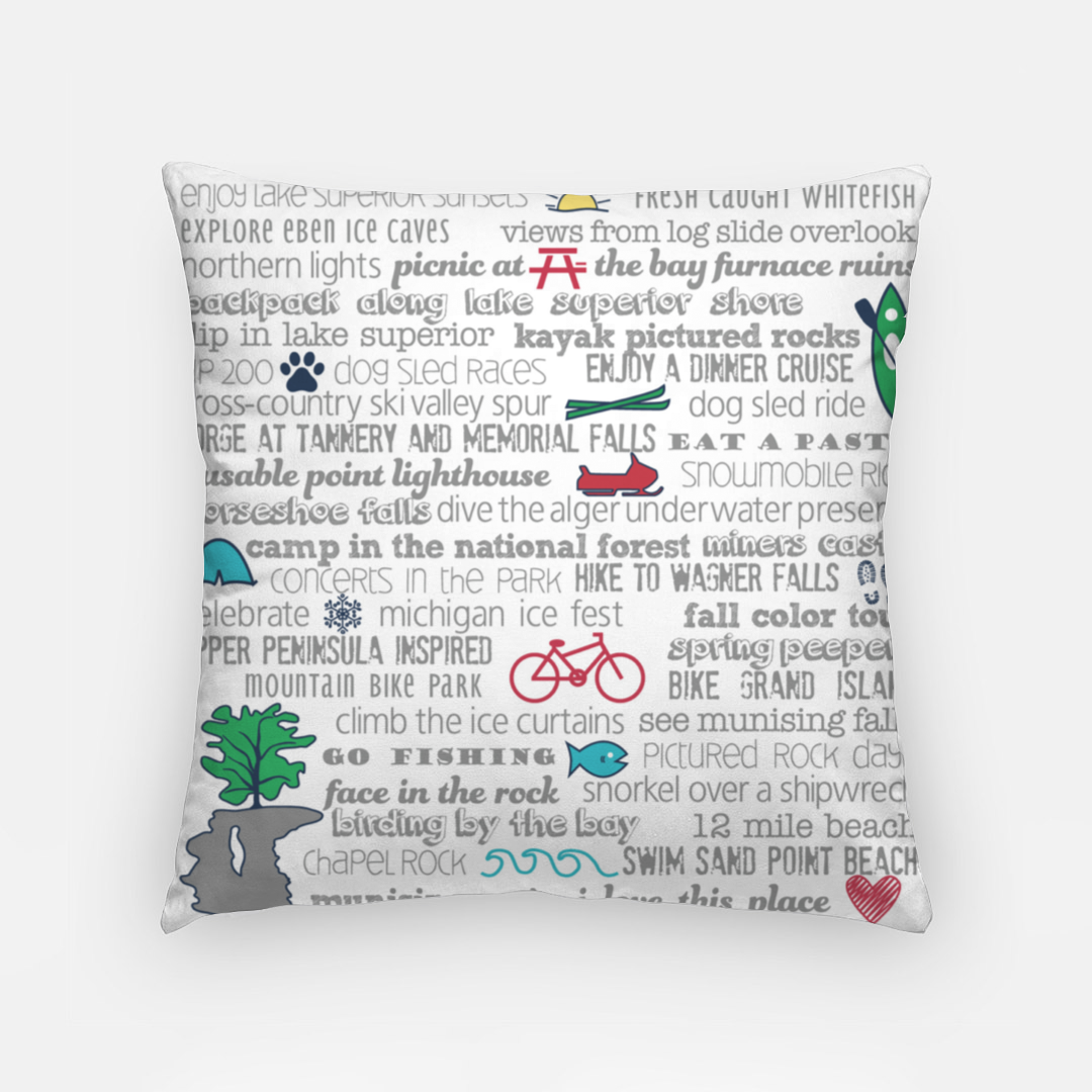 Pillowcase 18 Inch - Munising Bucket List