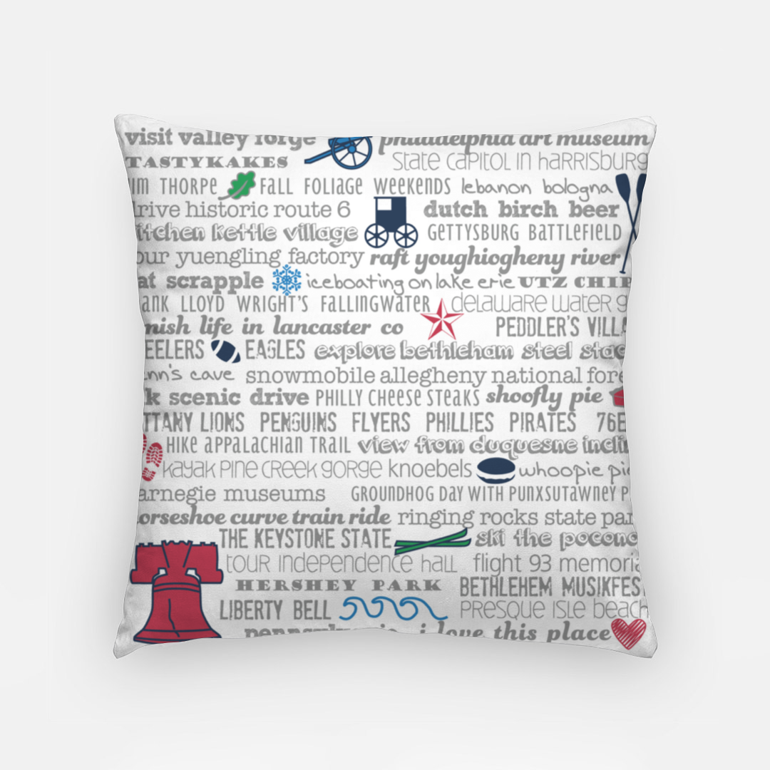 Pillowcase 18 Inch - Pennsylvania Bucket List